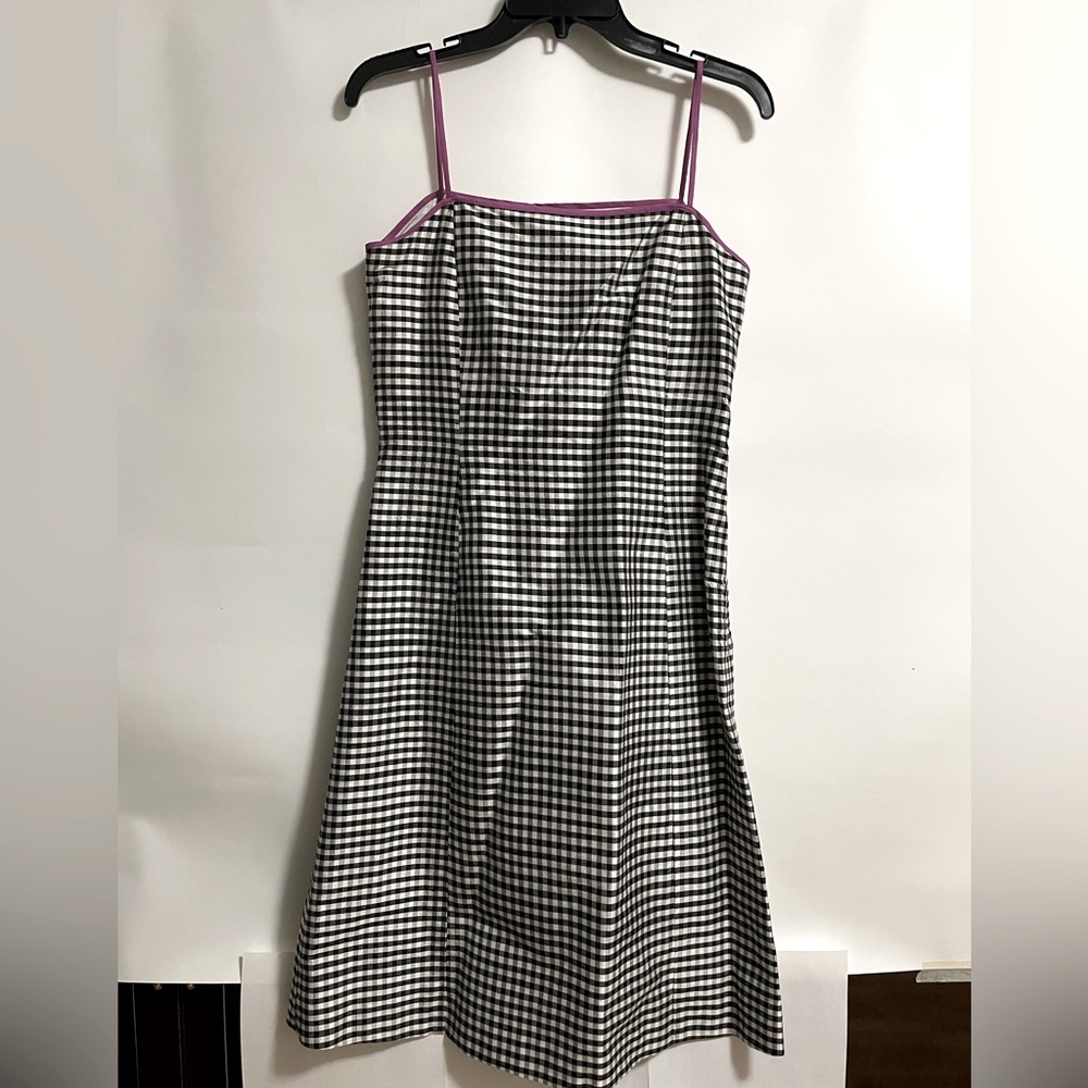 Vintage silk business dress 4  Harold’s black and white gingham